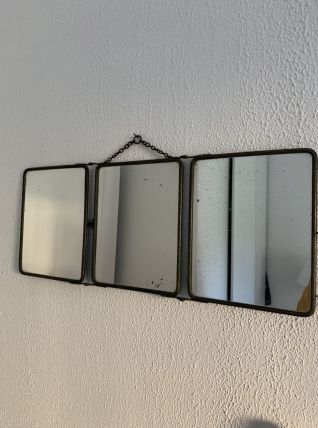 Miroir triptyque barbier Le Solide Paris vintage 1930 - 30 x