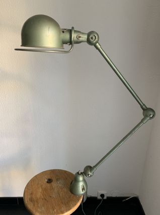 Lampe vintage 1960 Jielde 2 bras verte d'origine - 100 cm