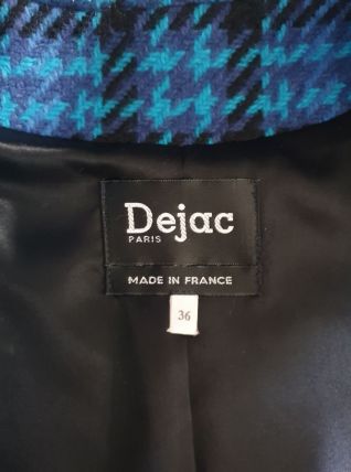 Manteau vintage 70 DEJAC carreaux bleus 