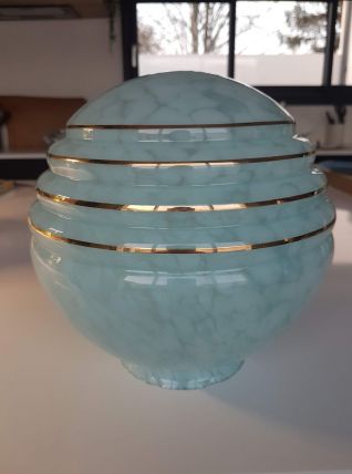 Globe opaline de Clichy grande taille bleu moucheté
