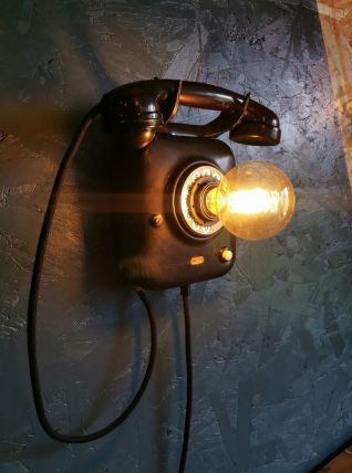 Lampe applique téléphone vintage métal noir "Siemens"