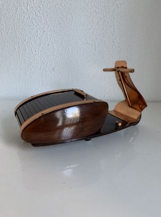 Porte-cigarettes vintage 1960 Vespa scooter bois cuivre - 23