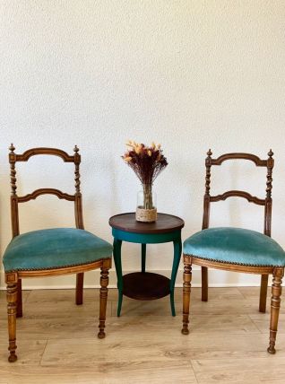 Paire de chaise style Napoleon III avec guéridon en bois
