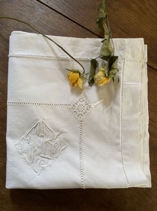 Taie d oreiller coton blanc monogramme JB.
