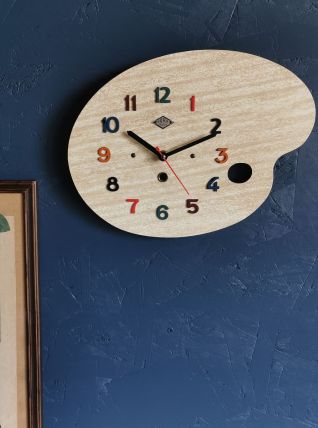 Horloge formica vintage pendule silencieuse Jura épicéa