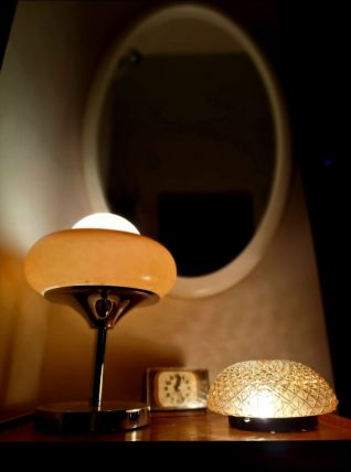 Verre Or 1960, 70's Plafonnier, Applique ou Lampe à Poser 