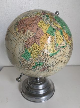 Globe vintage 1950 terrestre Girard Barrère crème - 33 cm