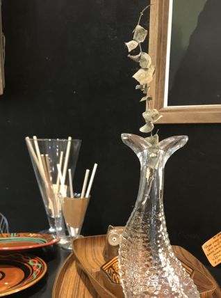 Vase poisson verre transparent vintage