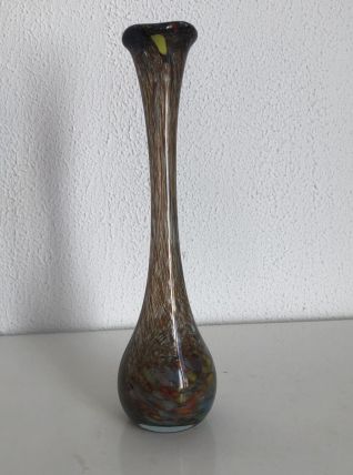Vase vintage 1960 soliflore en pâte de verre multicolore - 3