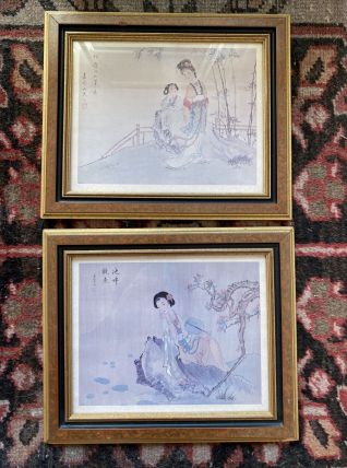 2 reproductions estampes japonaises sur papier années 70.