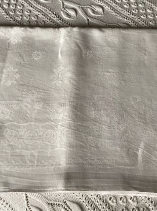 Nappe blanche lin jacquard 