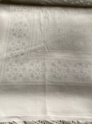 Nappe blanche lin jacquard 