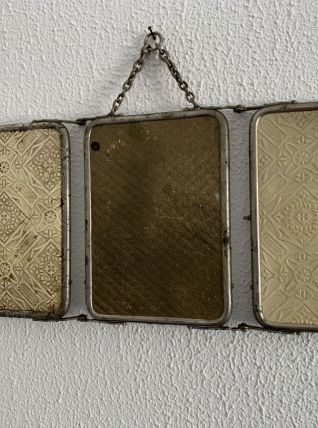 Miroir vintage 1930 triptyque barbier Le Solide Paris - 21 x