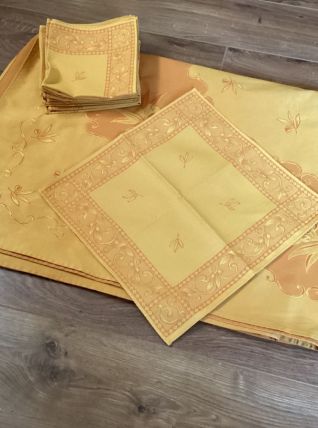 Nappe et 12 serviettes jaunes et orangé