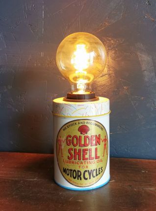 Lampe vintage salon bureau chevet métal blanc "Golden Shell"