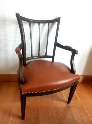 Fauteuil de bureau anglais en cuir vers 1940 