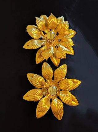 appliques feuilles métal doré