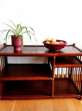 Grande étagère en rotin 1960 