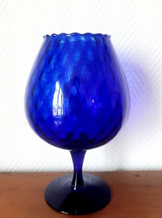 Grand vase optique en verre d'Empoli 1960