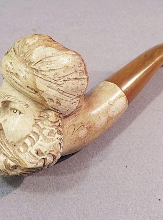 PIPE TÊTE DE FAKIR EN ECUME &amp; AMBRE 
