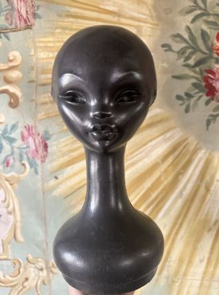 Porte chapeau seventies noir visage alien 