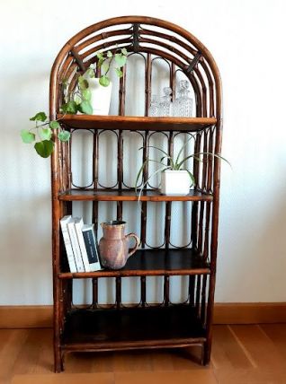 Bibliothèque en rotin vers 1960 