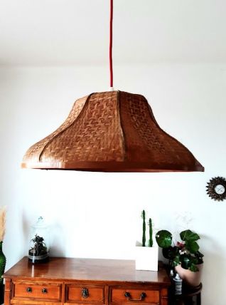 Suspension en paille de rotin 
