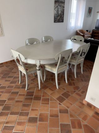 Table de repas avec 6 chaises Roche et BOBOIS État neuf .