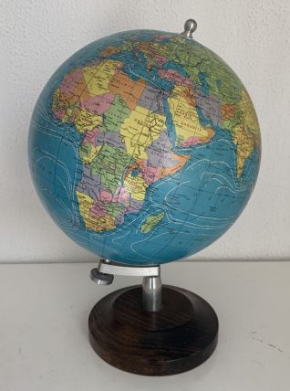 Grand globe vintage 1985 terrestre Taride bois - 38 cm