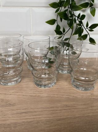 Set de 6 verres à eau en verre gravé