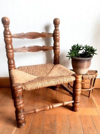 Chaise basse coin de feu Dudouyt 1940 