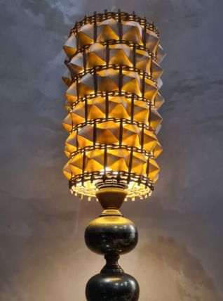 lampe de style barbier, laiton et bronze  1960 a 75  avec so