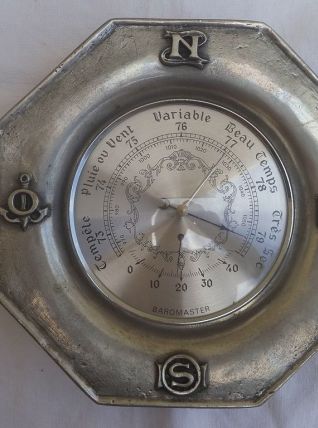 thermomètre , baromètre  etain , vintage