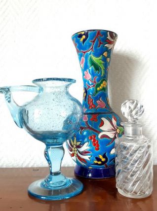 Lampe à huile en verre bullé Biot 