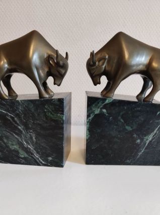 serre-livres taureaux art déco