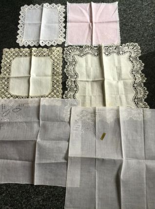 6 mouchoirs anciens en dentelles &amp; broderie 