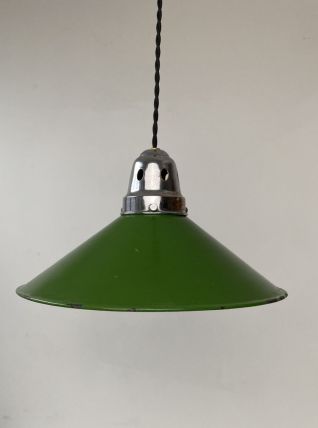 ANCIENNE SUSPENSION CONIQUE EMAILLEE INDUSTRIEL VINTAGE