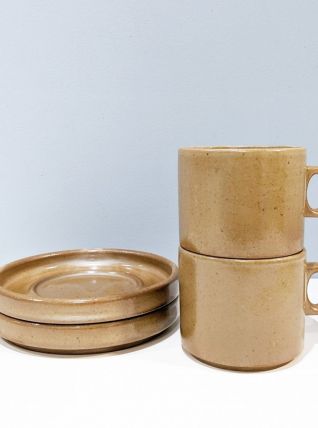 2 Tasses et sous-tasses vintage '70 en grès  de Brenne 