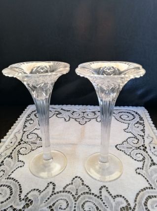 Paire de bougeoirs cristal 