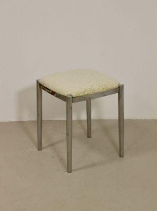 Tabouret aux pieds chromés tissu jacquard casamance