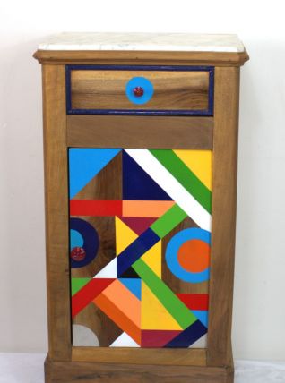 Chevet rénové peint main- unique