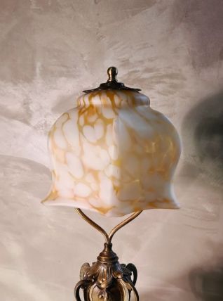 grande lampe 1900 art nouveau en regule patine bronze abat j