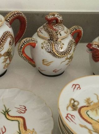 Service à thé porcelaine  décor dragon