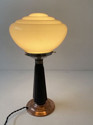 ANCIENNE GRANDE LAMPE A POSER ART-DECO VINTAGE EN OPALINE