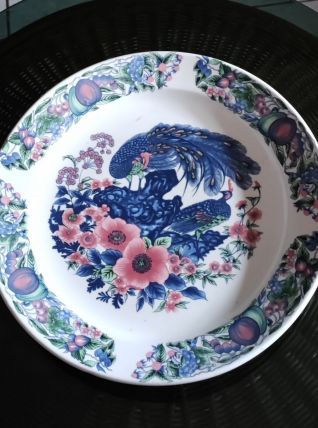 Ancien plat en céramique italienne - Motif paon - Sodicam