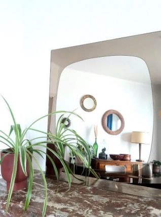 Miroir mural vintage verre fumé, Angleterre,  1970 