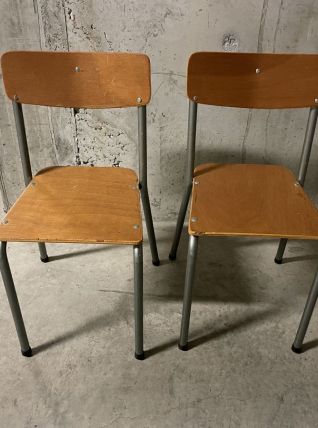 Paire de chaises d’écolier années 80