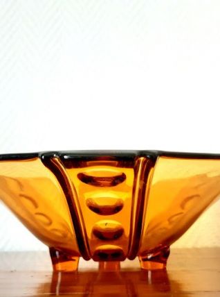 Coupe à fruits art déco ambré 