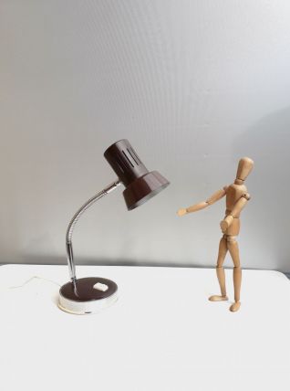 Lampe de bureau vintage - Orientable - Métal laqué marron - 