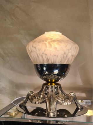 lampe de table 1920  avec  abat jour clichy blanc 21x14  tre